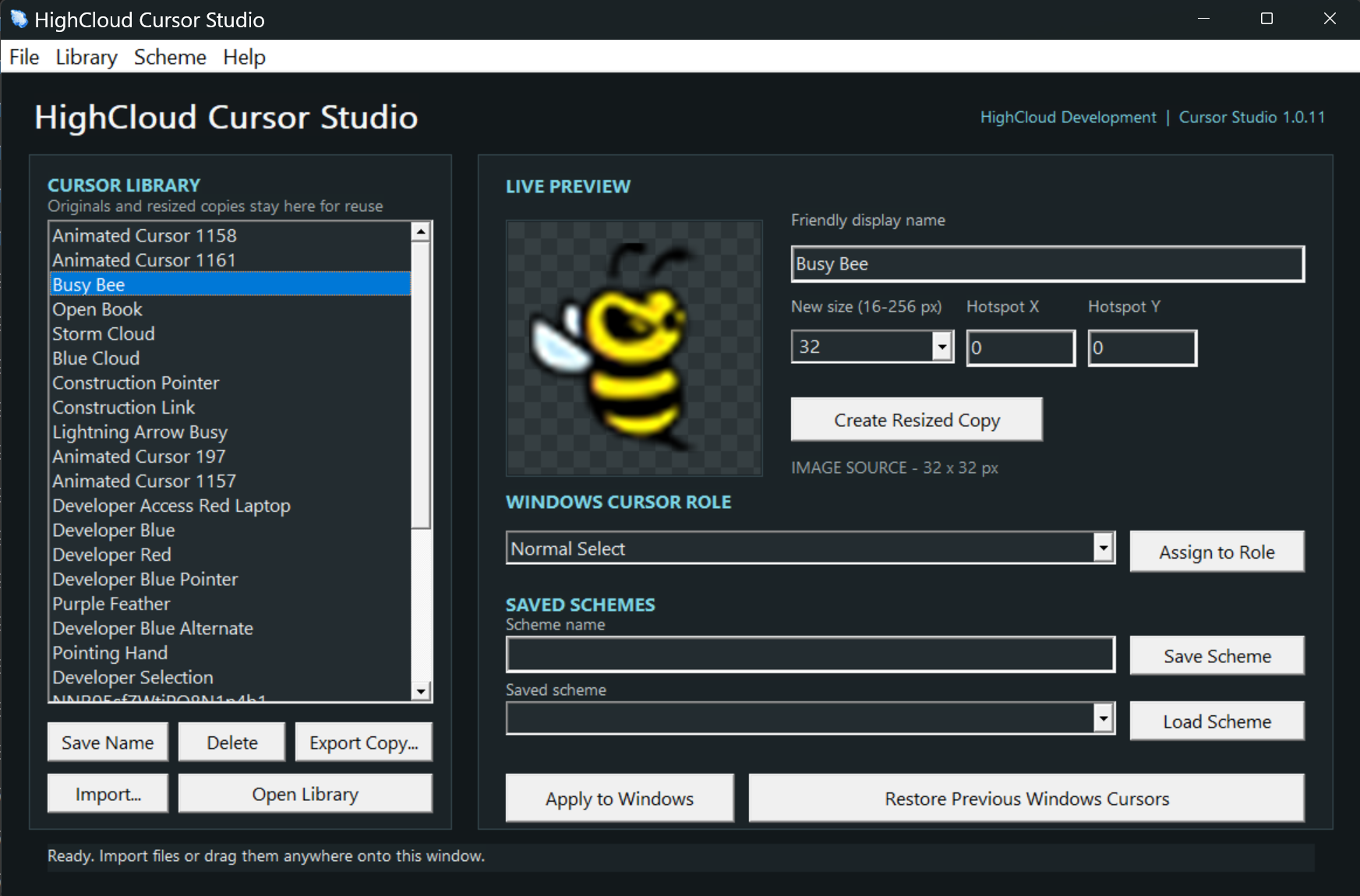 Screenshot of HighCloud Cursor Studio