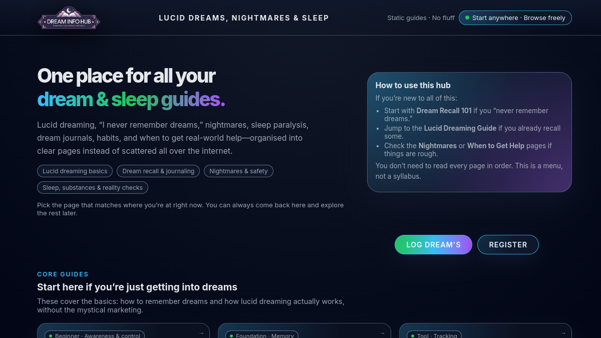 Screenshot of Dream Info Hub